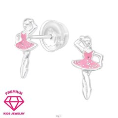 Нежно-розовые блестящие серебряные серьги с эмалью, Балерина A4S29357 цена и информация | Аксессуары для детей | 220.lv