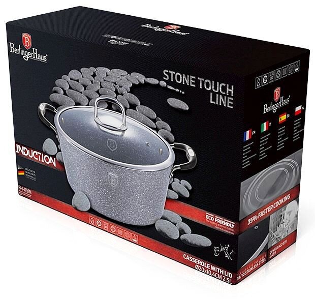 Berlinger Haus kastrolis ar vāku Stone Touch Line, 2,5 l cena un informācija | Katli, tvaika katli | 220.lv