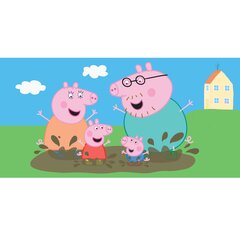 Bērnu dvielis Peppa Pig Happy Family, 70x140cm cena un informācija | Dvieļi | 220.lv