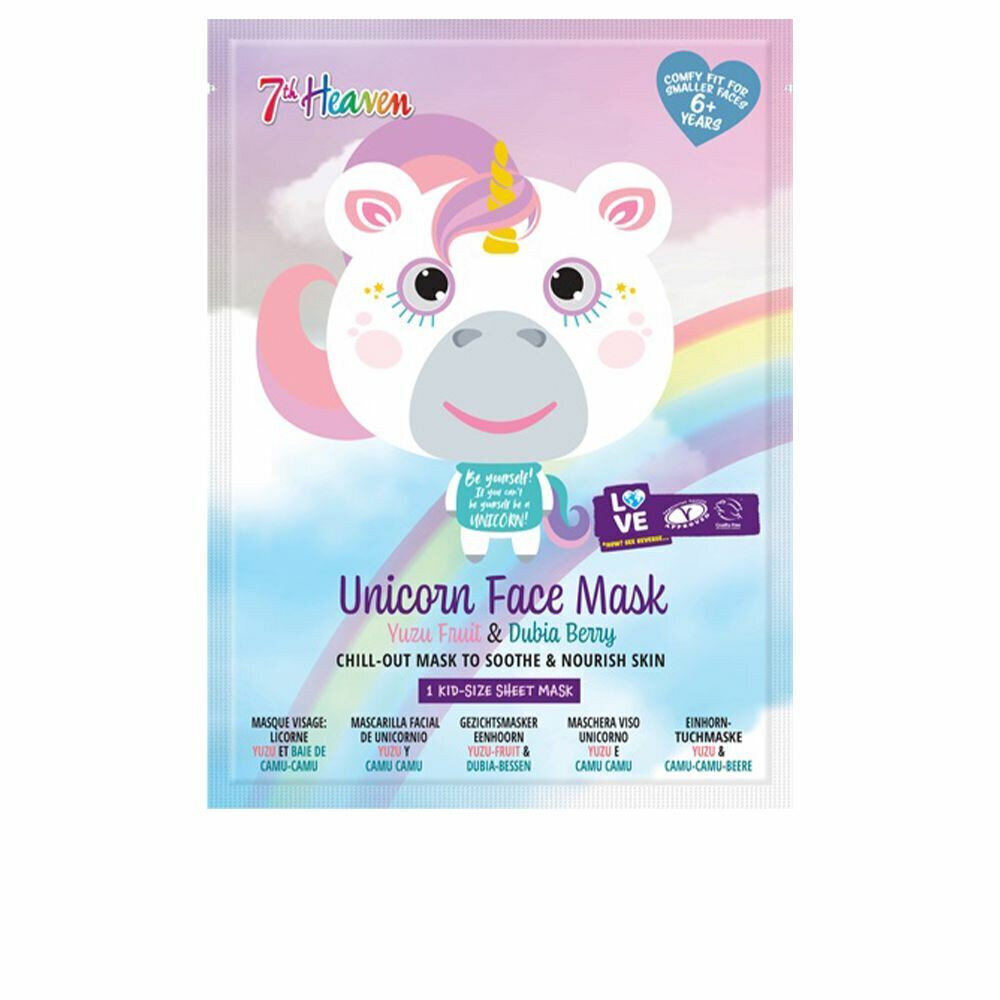 Sejas maska 7th Heaven Animal Unicorn Atjaunojošs, Barojošs Līdzeklis (1 uds) cena un informācija | Bērnu kosmētika, līdzekļi jaunajām māmiņām | 220.lv