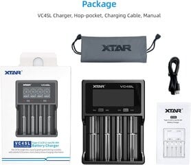 Зарядное устройство XTAR VC4SL Li-Ion NiMH 18650 21700 AA AAA USB-C цена и информация | Зарядные устройства для элементов питания | 220.lv