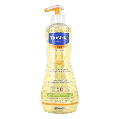 Mustela Bébé Cleansing Oil vannas eļļa bērniem 500 ml cena un informācija | Dušas želejas, eļļas | 220.lv