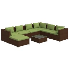 Садовый комплект мебели с подушками VidaXL, 8 частей, коричневый цена и информация | Комплекты уличной мебели | 220.lv