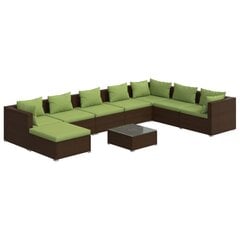 Комплект мебели с подушками, 9 частей, коричневый цена и информация | Комплекты уличной мебели | 220.lv