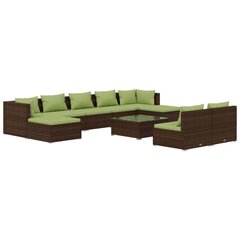 Комплект мебели с подушками, 10 частей, коричневый цена и информация | Комплекты уличной мебели | 220.lv