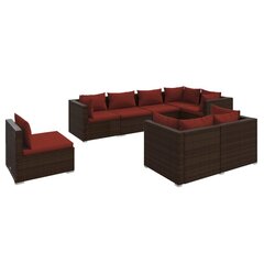 Комплект мебели с подушками, 8 частей, коричневый цена и информация | Комплекты уличной мебели | 220.lv