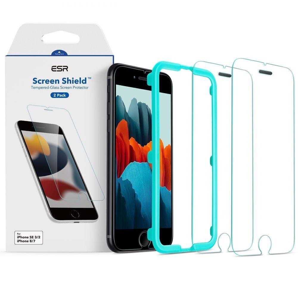 ESR Screen shield iPhone 6/6s/7/8/SE 2020/SE 2022 caurspīdīgs ekrāna aizsargstikls, 2 gab. цена и информация | Ekrāna aizsargstikli | 220.lv