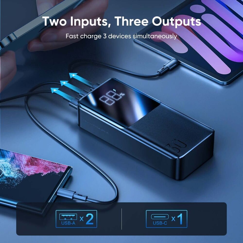 Powerbank 20000mAh 22.5W 2xUSB QC3.0 + USB-C PD3.0 + Micro USB External  Battery Fast Charge JOYROOM JR-QP192 black