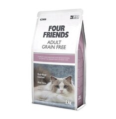 Bezgraudu sausā barība pieaugušiem kaķiem ar pīli, tītaru un vistu, Four Friends Adult Grain Free, 2 kg cena un informācija | Sausā barība kaķiem | 220.lv