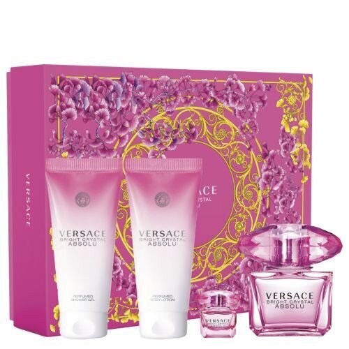 Komplekts Versace Bright Crystal Absolu sievietēm: parfimērijas ūdens EDP 90 ml + 5 ml + ķermeņa losjons 100 ml + dušas želeja 100 ml cena un informācija | Sieviešu smaržas | 220.lv