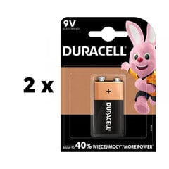 Батарейка DurAcell 9V, LR61, 1 шт. x 2 шт. упаковка цена и информация | Батарейки | 220.lv