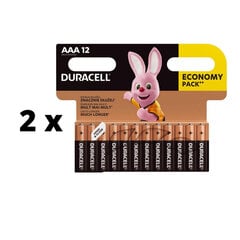 Baterijas DURACELL AAA, LR03, 12 gb x 2 pac. iepakojums cena un informācija | Baterijas | 220.lv
