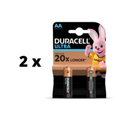 Baterijas DURACELL ULTRA AA, 2 gab. x 2 gab. iepakojums cena un informācija | Baterijas | 220.lv