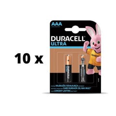 Baterijas DURACELL ULTRA AAA, 2 gab. x 10 gab. iepakojums cena un informācija | Baterijas | 220.lv