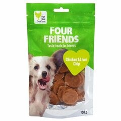 Four Friends Dog Treats Chicken &amp; Liver Chip gardums suņiem - Kaltēta vistas gaļa un aknas, 100 g cena un informācija | Gardumi suņiem | 220.lv