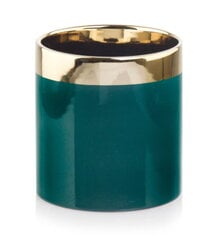 Keramikas puķu pods 13 x 14(A) cm, apaļš, smaragds/zelts cena un informācija | Puķu podi | 220.lv