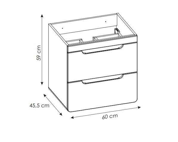 Izlietnes skapis 60х60х46 cm ar izvelkamām atvilktnēm ARUBA CRAFT cena un informācija | Vannas istabas skapīši | 220.lv