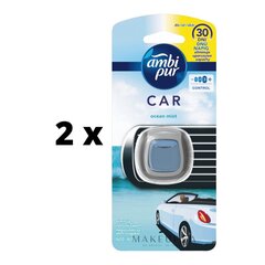 Освежитель воздуха для автомобилей Ambi Pur Car Ocean Mist, 2 мл x 2 шт. упаковка цена и информация | Освежители воздуха для салона | 220.lv