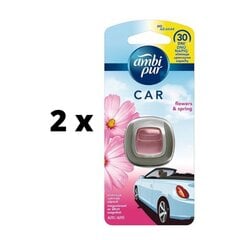 Gaisa atsvaidzinātājs automašīnām AMBI PUR Car Flowers & Spring, 2 ml x 2 gab. iepakojums cena un informācija | Auto gaisa atsvaidzinātāji | 220.lv