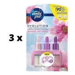 Сменный электрический освежитель воздуха Ambi Pur 3volution Flowers & Spring, 20 мл х 3 шт. упаковка цена и информация | Освежители воздуха | 220.lv