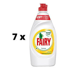 Trauku mazgāšanas līdzeklis FAIRY Lemon, 450 ml x 7 gab. iepakojums цена и информация | Средства для мытья посуды | 220.lv