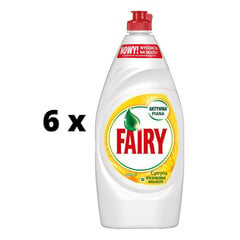 Trauku mazgāšanas līdzeklis FAIRY Lemon, 900 ml x 6 gab. iepakojums цена и информация | Средства для мытья посуды | 220.lv