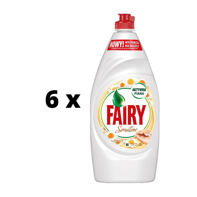 Trauku mazgāšanas līdzeklis FAIRY Chamomile & Vitamin E, 900 ml x 6 gab. iepakojums cena un informācija | Trauku mazgāšanas līdzekļi | 220.lv