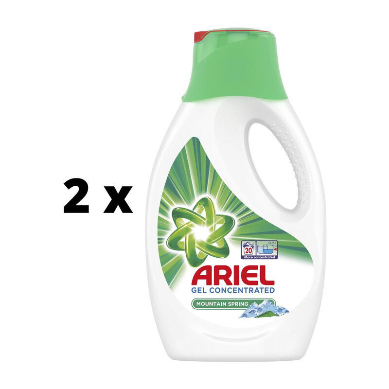 Šķidrais mazgāšanas līdzeklis ARIEL Mountain Spring, pudelēs, 20 mazgāšanas reizes / 1,1 l x 2 gab. iepakojums cena un informācija | Veļas mazgāšanas līdzekļi | 220.lv
