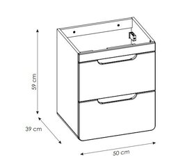 Izlietnes skapis 50х60х40 cm ar izvelkamām atvilktnēm ARUBA WHITE cena un informācija | Vannas istabas skapīši | 220.lv