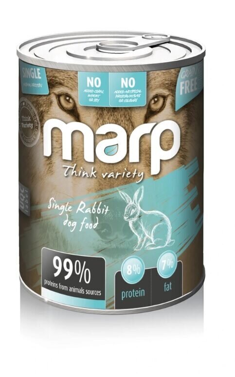 Marp Think Variety Single Rabbit Dog Food - Trusis, 400 g cena un informācija | Konservi suņiem | 220.lv