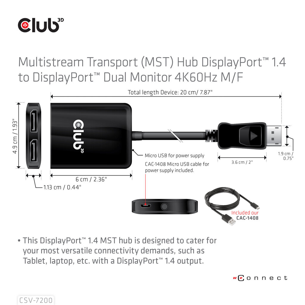 Hub Club 3D CSV-7220 cena un informācija | Adapteri un USB centrmezgli | 220.lv