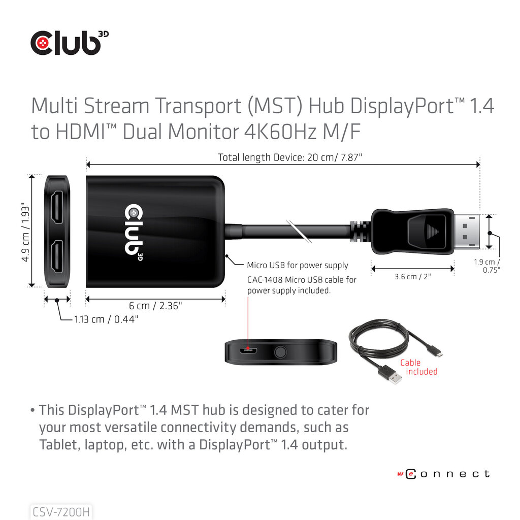 Hub Club 3D CSV-7200H cena un informācija | Adapteri un USB centrmezgli | 220.lv