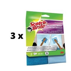 Audums SCOTCH-BRITE TW715, mikrošķiedra, logiem, 32 x 30 cm, 2 gab. x 3 iepakojumi цена и информация | Для чистки, салфетки | 220.lv