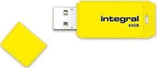 Память USB Flash Integral 64 Гб, USB2.0 Drive, жёлтый неон цена и информация | USB накопители | 220.lv