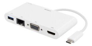 Adapteris Deltaco 100W USB-C PD, HDMI, 1.5A USB-A, Gigabit LAN, VGA / USBC-HDMI14 cena un informācija | Adapteri un USB centrmezgli | 220.lv
