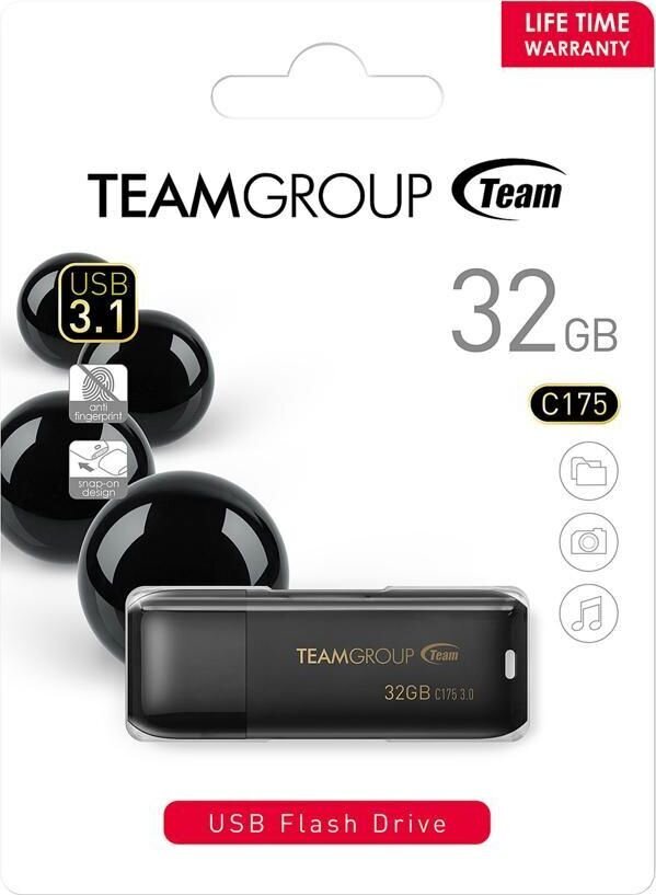 Team Group C175 USB flash drive 32 GB USB Type-A 3.2 Gen 1 (3.1 Gen 1) Black cena un informācija | USB Atmiņas kartes | 220.lv