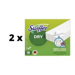 Сухие салфетки Swiffer Sweeper, сменный блок 18 x 2 шт. упаковка цена и информация | Чистящие средства | 220.lv