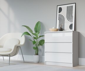 Kumode 3xEliving DEMI ar 3 atvilktnēm 70 cm, Krāsa: Balts/balts spīdums цена и информация | Комоды | 220.lv