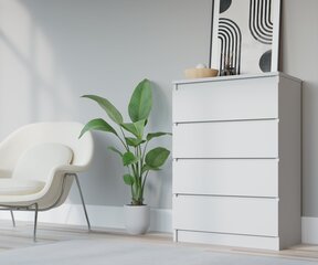 Kumode 3xEliving DEMI ar 4 atvilktnēm 70 cm, Krāsa: Balta cena un informācija | Kumodes | 220.lv