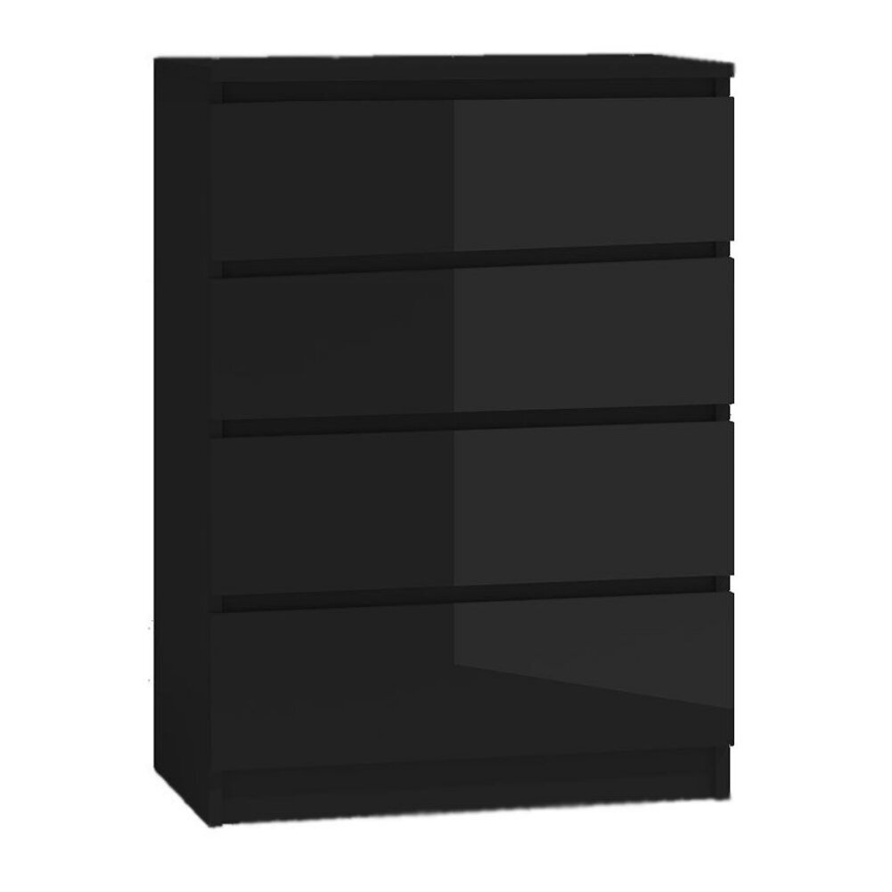 Kumode 3xEliving DEMI ar 4 atvilktnēm 70 cm, Krāsa: Melns/melns spīdums cena un informācija | Kumodes | 220.lv