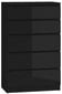 Kumode 3xEliving DEMI ar 5 atvilktnēm 70 cm, Krāsa: Melns/melns spīdums cena un informācija | Kumodes | 220.lv