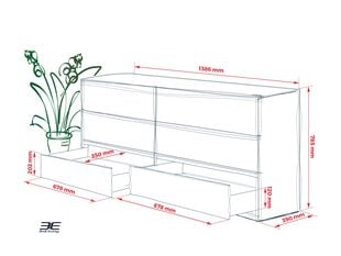 Kumode 3xEliving DEMI ar 6 atvilktnēm 140 cm, Krāsa: Sonomas ozols цена и информация | Комоды | 220.lv