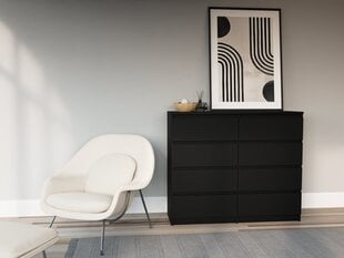 Kumode 3xEliving DEMI ar 8 atvilktnēm 120 cm, Krāsa: Melns/melns spīdums цена и информация | Комоды | 220.lv