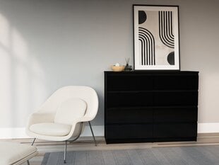 Kumode 3xEliving DEMI ar 8 atvilktnēm 140 cm, Krāsa: Melns/melns spīdums cena un informācija | Kumodes | 220.lv