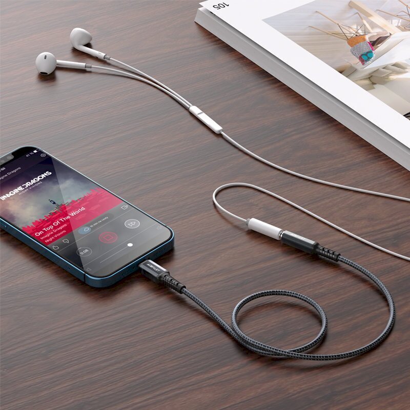 Acefast MFI Lightning audio cable - 3.5mm mini jack (female) 18cm, AUX gray (C1-05 deep space gray) cena un informācija | Savienotājkabeļi | 220.lv