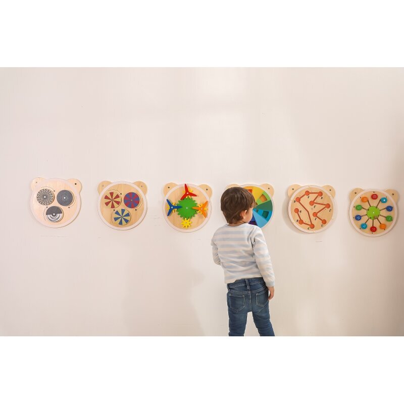 VIGA koka sienas tāfele, lāča galva ar krāsu jaukšanas paleti cena un informācija | Attīstošās rotaļlietas | 220.lv