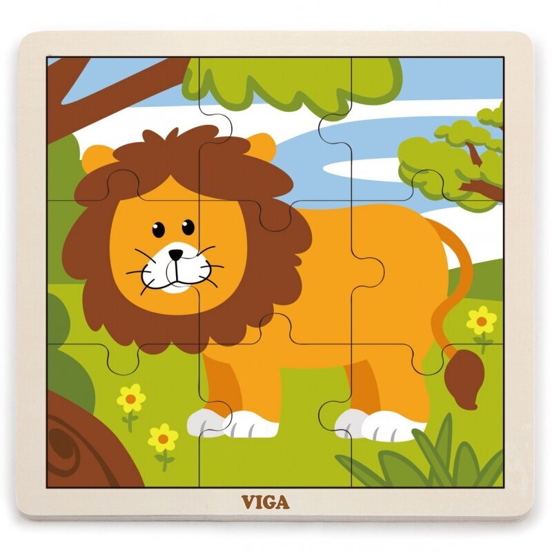 Koka puzle no 9 daļām Viga, lauva cena un informācija | Puzles, 3D puzles | 220.lv