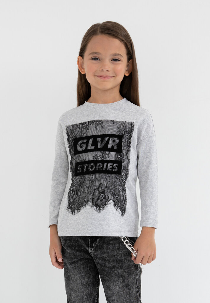 T-krekls oversize ar mežģīņu dekoru meitenēm Gulliver cena un informācija | Krekli, bodiji, blūzes meitenēm | 220.lv