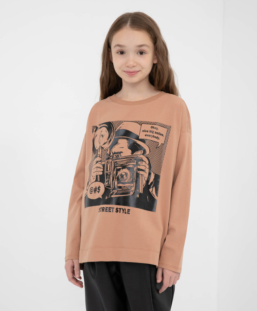 T-krekls oversize ar spīdīgu apdruku meitenēm Gulliver цена и информация | Krekli, bodiji, blūzes meitenēm | 220.lv