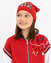 Sarkana cepure ar fliteriem meitenēm Gulliver cena un informācija | Cepures, cimdi, šalles meitenēm | 220.lv